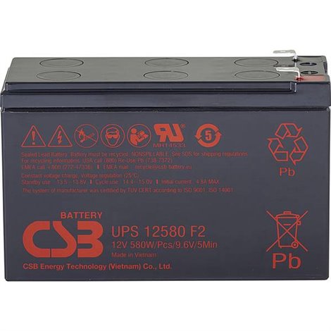 UPS 12580 high-rate Batteria al piombo 12 V 9.4 Ah Piombo-AGM (L x A x P) 151 x 99 x 65 mm Spina