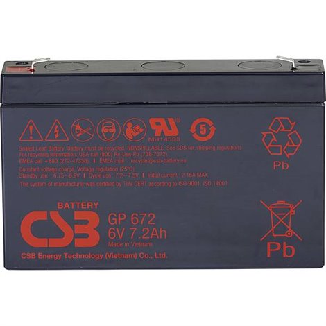 GP 672 Standby USV Batteria al piombo 6 V 7.2 Ah Piombo-AGM (L x A x P) 151 x 101 x 34 mm Spina