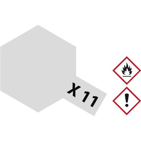 Vernice acrilica Argento Cromo lucido Codice colore: X-11 Contenitore in vetro 23 ml