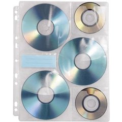 Busta per raccoglitore CD/DVD 6 scomparti 6 CD/DVD/Blu-ray Plastica Trasparente Bianco 10 pz. (L x A x P) 238 x 1 x 