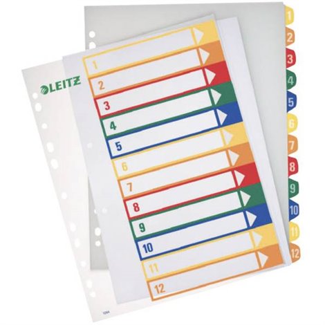 Zahlenregister Divisore DIN A4 1-12 Polipropilene Multicolore 12 schede etichettabile con PC