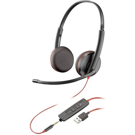 Blackwire C3225 binaural Telefono Cuffie On Ear via cavo Stereo Nero Riduzione del rumore del microfono,