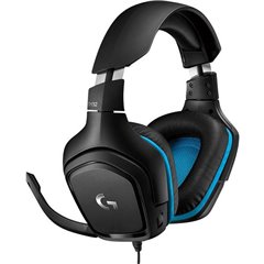 G432 Gaming Cuffie Over Ear via cavo 7,1 Surround Nero, Blu regolazione del volume, Muto