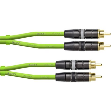 CEON DJ RCA 1.5 G Audio Cavo di collegamento [1x Spina RCA - 1x Spina RCA] 1.50 m Verde (Neon)