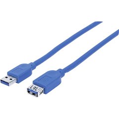 Cavo USB USB 3.2 Gen1 (USB 3.0) Spina USB-A, Spina USB-A 1.00 m Blu Schermatura a fogli, Certificato UL,