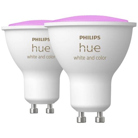 Hue Kit 2 lampadine LED ERP: G (A - G) Hue White & Col. Amb. GU10 Doppelpack 2x350lm