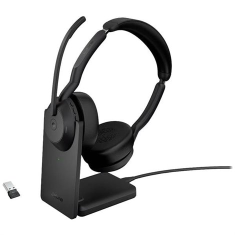 Evolve2 55 MS Stereo Computer On Ear cuffia auricolare Bluetooth Stereo Nero Riduzione del rumore del microfono,