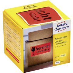 Avery Zweckform etichette di pericolo, 100 x 50 mm, lindicazione Vorsicht zerbrechlich!, 1 rotolo/200 etichette,
