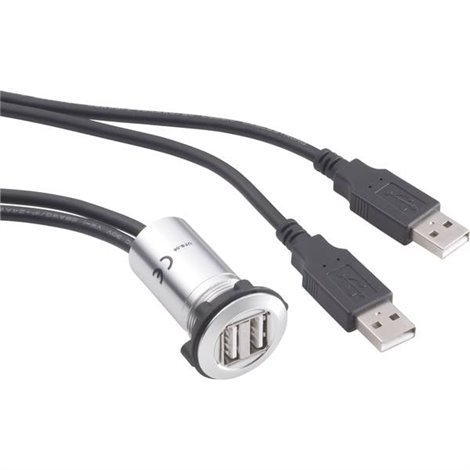 Presa USB USB-06 2 x presa USB tipo A su 2 x spina USB tipo A con cavo da 60 cm Contenuto: 1 pz.