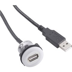 Presa USB USB-05 Presa USB tipo A, illuminata su spina USB tipo A con cavo da 60 cm Contenuto: 1