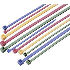 Assortimento di fascette per cavi 100 mm, 200 mm, 300 mm 2.50 mm Verde, Rosso, Blu, Giallo 100
