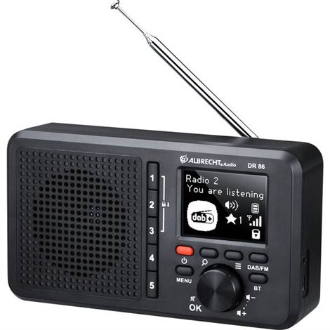 DR 86 Radio da tavolo DAB+, FM ricaricabile Nero