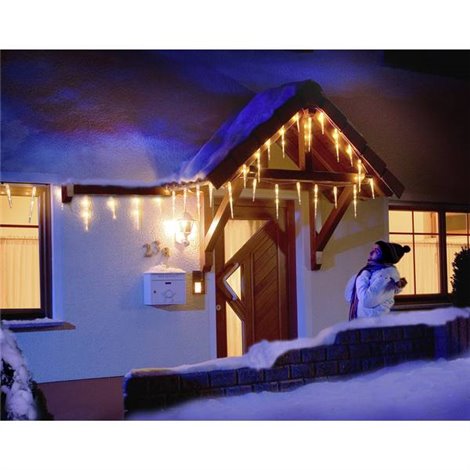 Tenda luminosa ghiacciolo esterno 24 V 24 LED (monocolore) Bianco caldo