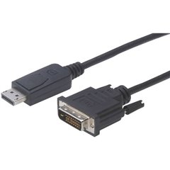 DisplayPort / DVI Cavo adattatore Spina DisplayPort, Spina DVI-D 24+1pol. 2.00 m Nero tondo,