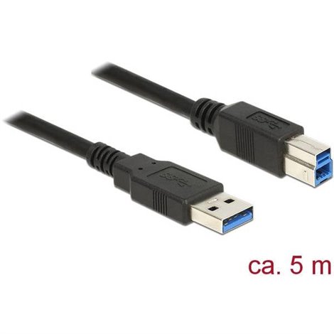 Cavo USB USB 3.2 Gen1 (USB 3.0) Spina USB-A, Spina USB-B 5.00 m Nero contatti connettore dorati