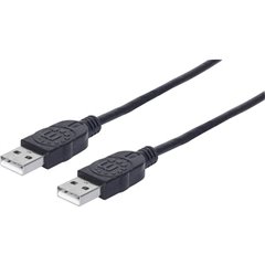 Cavo USB USB 2.0 Spina USB-A, Spina USB-A 1.00 m Nero Schermatura a fogli, Certificato UL, contatti connettore