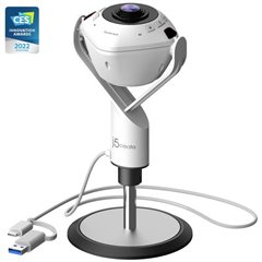 JVU368-N Webcam Full HD 1920 x 1080 Pixel Rilevamento a 360°, Microfono, Con piedistallo