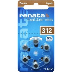 Hearing Aid PR41 Batteria a bottone ZA 312 Zinco-aria 165 mAh 1.4 V 6 pz.