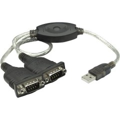Cavo Seriale, USB 1.1 [2x Spina SUB-D a 9 poli - 1x Spina A USB 2.0] 45.00 cm Nero, Argento
