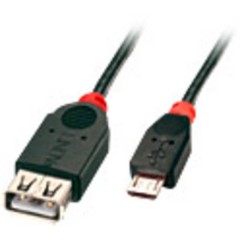 Cavo USB 2.0 [1x Spina Micro B USB 2.0 - 1x Presa A USB 2.0] 1.00 m Nero con funzione OTG