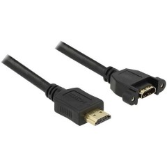 HDMI Prolunga 1.00 m avvitabile, Contatti connettore dorato Nero [1x Spina HDMI - 1x Presa HDMI]