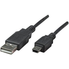 Cavo USB 2.0 [1x Spina A USB 2.0 - 1x Spina Mini B USB 2.0] 1.80 m Nero Contatti connettore dorato,