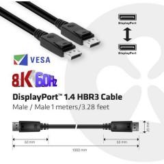 DisplayPort Cavo 1.00 m Ritardante di fiamma Nero [1x Spina DisplayPort - 1x Spina DisplayPort]