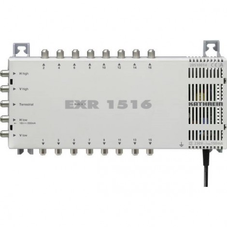 EXR 1516 SAT multiswitch Ingressi (Multiswitch): 5 (4 satellitare / 1 terrestre) Numero utenti: 16