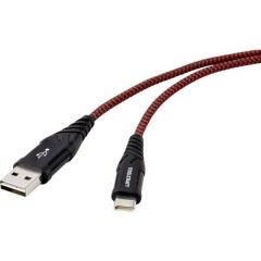 Cavo USB 2.0 [1x Spina A USB 2.0 - 1x spina USB-C™] 1.00 m Nero/Rosso Schermatura a treccia estremamente