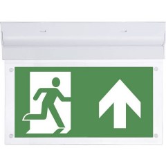 Indicazione via di fuga illuminata a LED Montaggio a soffitto uscita, via di fuga, verso destra, verso 
