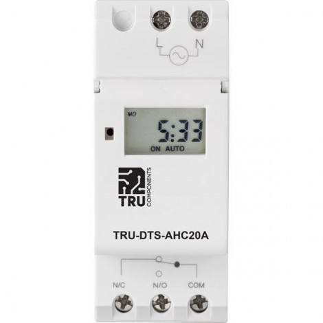 Tensione di funzionamento: 230 V/AC TRU-DTS-AHC20A 1 scambio 20 A 250 V/AC Programma settimanale
