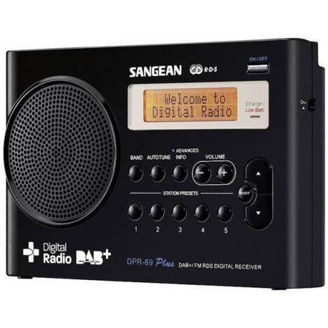 Sangean DPR-69+ Radio portatile DAB+, FM Funzione di carica della batteria Nero
