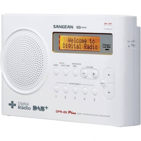 Sangean DPR-69+ Radio portatile DAB+, FM Funzione di carica della batteria Bianco
