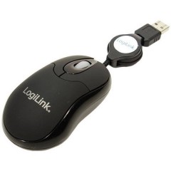USB Mouse Ottico Cavo retrattile Nero
