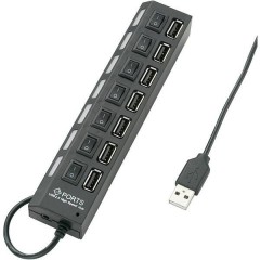 7 Porte Hub USB 2.0 Commutabile singolarmente, Con LED di stato Nero