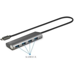 4 Porte Hub USB 3.0 Contenitore in alluminio Argento