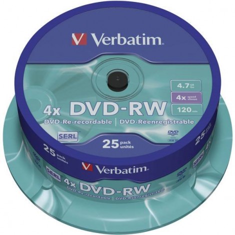 DVD-RW vergine 4.7 GB 25 pz. Torre riscrivibile