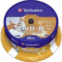 DVD-R vergine 4.7 GB 25 pz. Torre stampabile