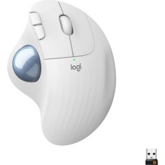 M575 Senza fili, USB Mouse ergonomico Ottico Ergonomico, Tasti del mouse, con trackball Bianco