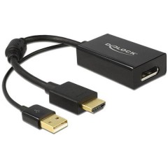 HDMI / DisplayPort Adattatore [1x Spina HDMI - 1x Presa DisplayPort] Nero contatti connettore dorati, con 