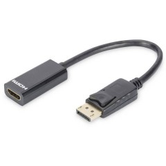 DisplayPort / HDMI Adattatore [1x Spina DisplayPort - 1x Presa HDMI] Nero tondo, doppia 