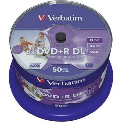 DVD+R DL vergine 8.5 GB 50 pz. Torre stampabile