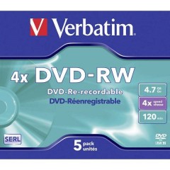 DVD-RW vergine 4.7 GB 5 pz. Jewel case riscrivibile