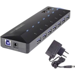 7+2 porte Hub USB 3.0 Con porta di ricarica rapida, Con LED di stato Nero