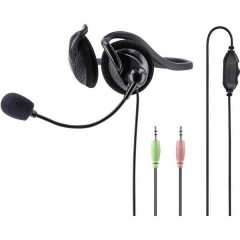 NHS-P100 Cuffia Headset per PC Jack 3,5 mm Filo, Stereo Cuffia On Ear Nero