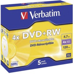 DVD+RW vergine 4.7 GB 5 pz. Jewel case riscrivibile, Superficie argentata opaca