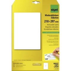 Etichette 210 x 297 mm Carta Bianco 25 pz. Staccabile Etichetta universale 25 fogli DIN A4
