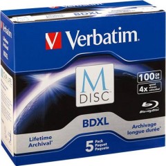 M-DISC Blu-ray XL vergine 100 GB 5 pz. Jewel case