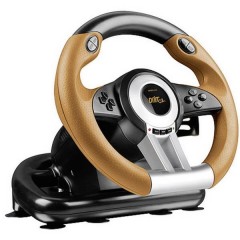 DRIFT O.Z. Racing Wheel Volante USB PC Nero, Arancione incl. Pedale
