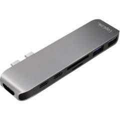 7 Porte Hub USB 3.0 Contenitore in alluminio Argento/Nero